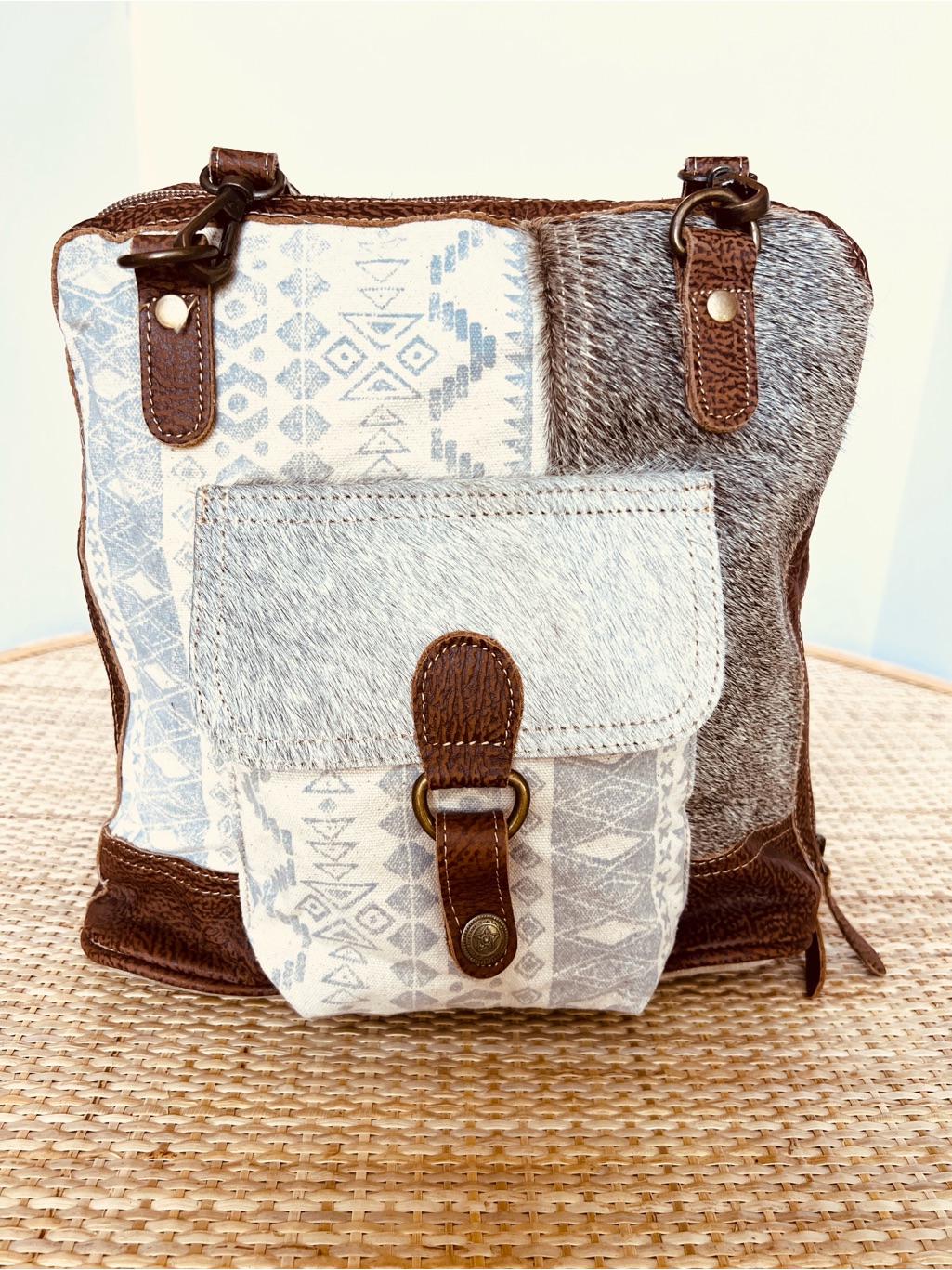 Myra Bag Stupefy Upcycled Canvas & Leather Backpack Cowhide